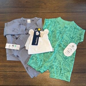 NWT Baby Boy Sweatshirt Set, Onesies, Bear Hats Clothing Bundle